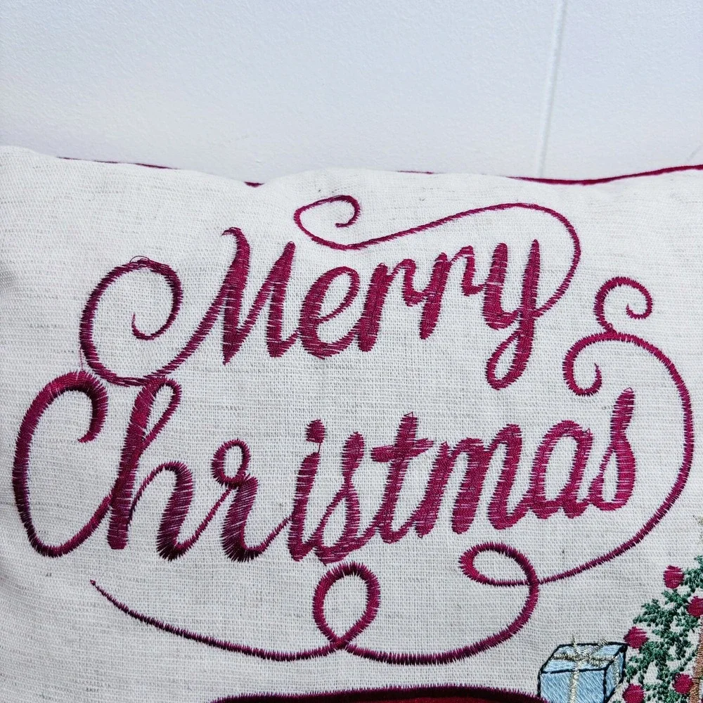 NEW Christmas Throw Pillow Red Little Merry Christmas Truck by‎ Secret Celebrity